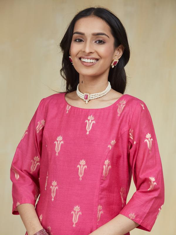 Blush Petal Chanderi Silk Stitched Suit - Image 13