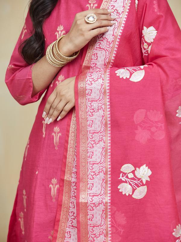 Blush Petal Chanderi Silk Stitched Suit - Image 6