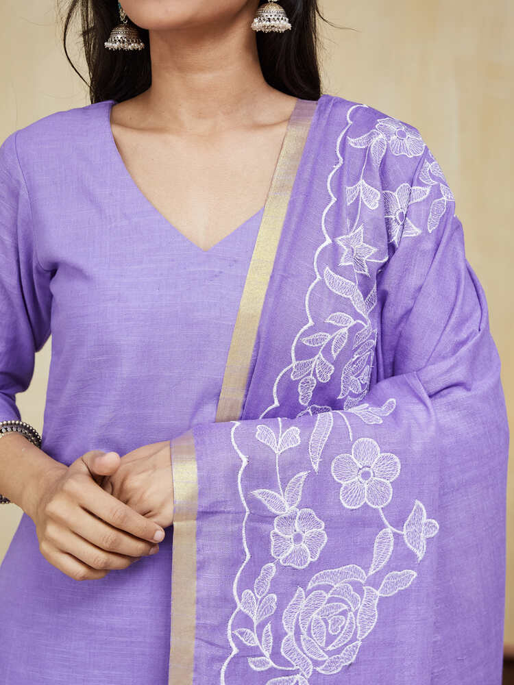 Lavandula Embroidered Cotton Unstitched Suit Set - Image 14