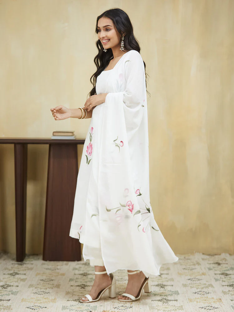 Lily Hand Painted Mul Cotton Stitched Suit Set - Image 6
