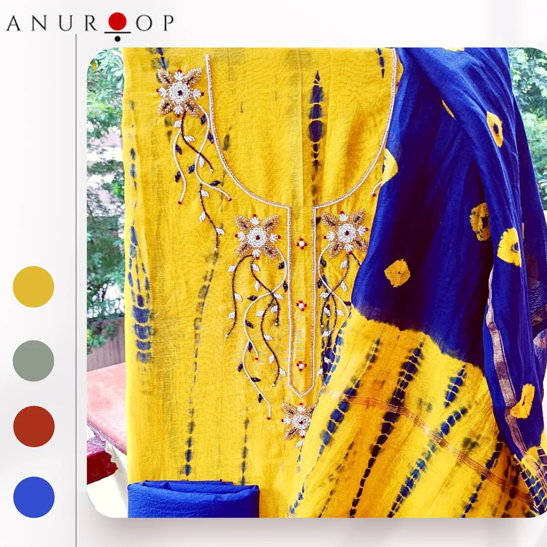 Moh Moh Ke Dhaage Chanderi Embroidered Unstitched Suit Set