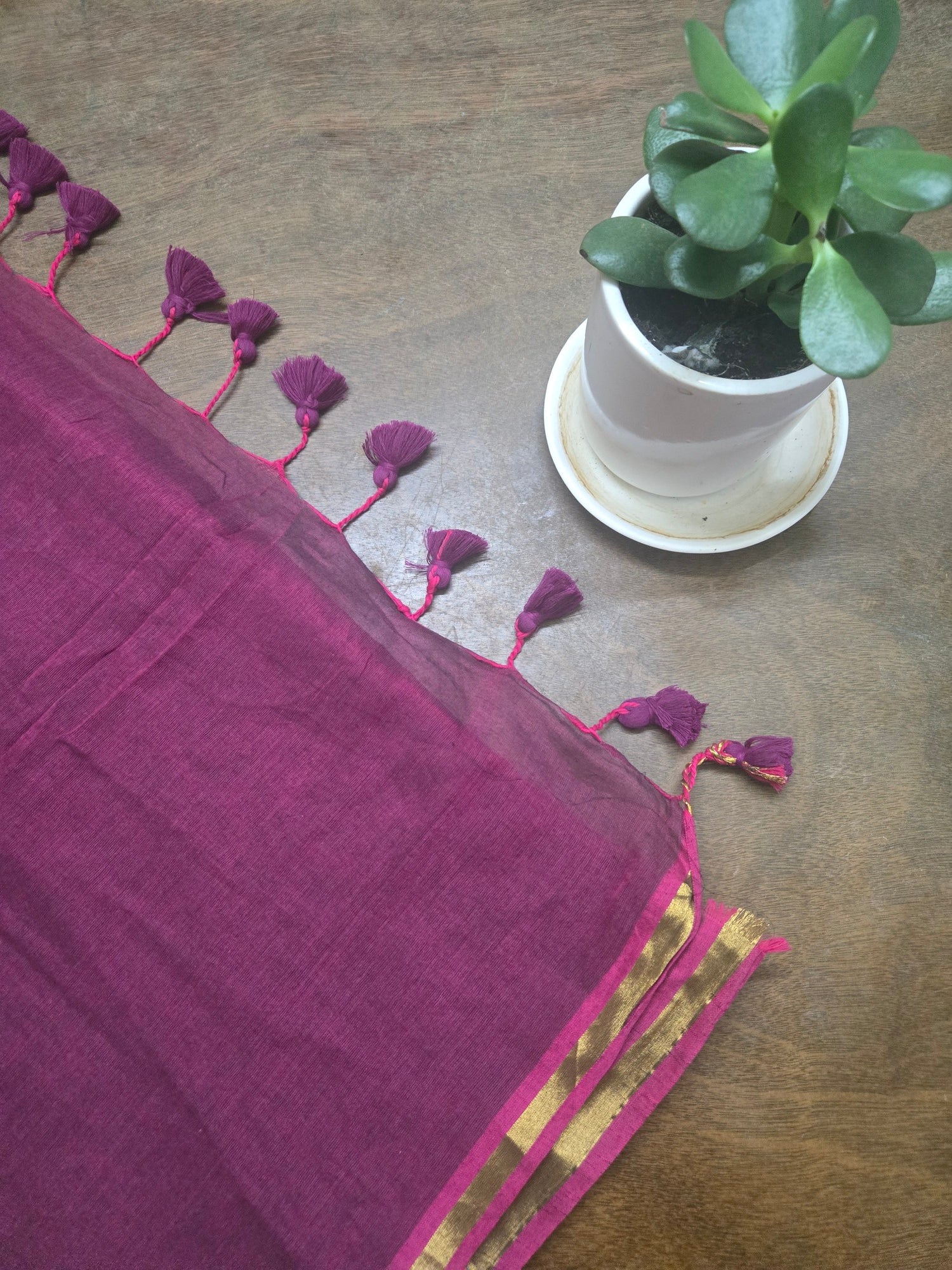 Nayantara Pink Mul Cotton Saree - Image 3
