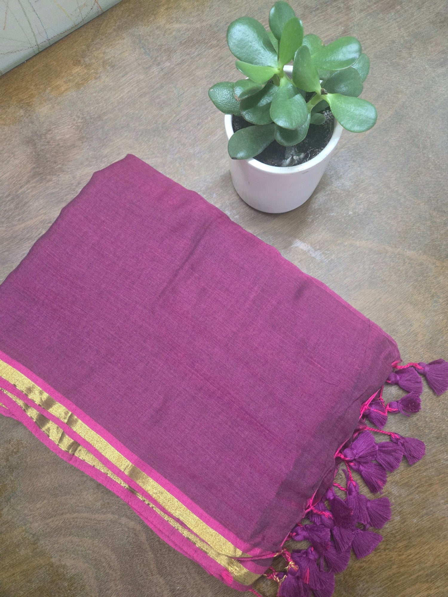 Nayantara Pink Mul Cotton Saree - Image 4