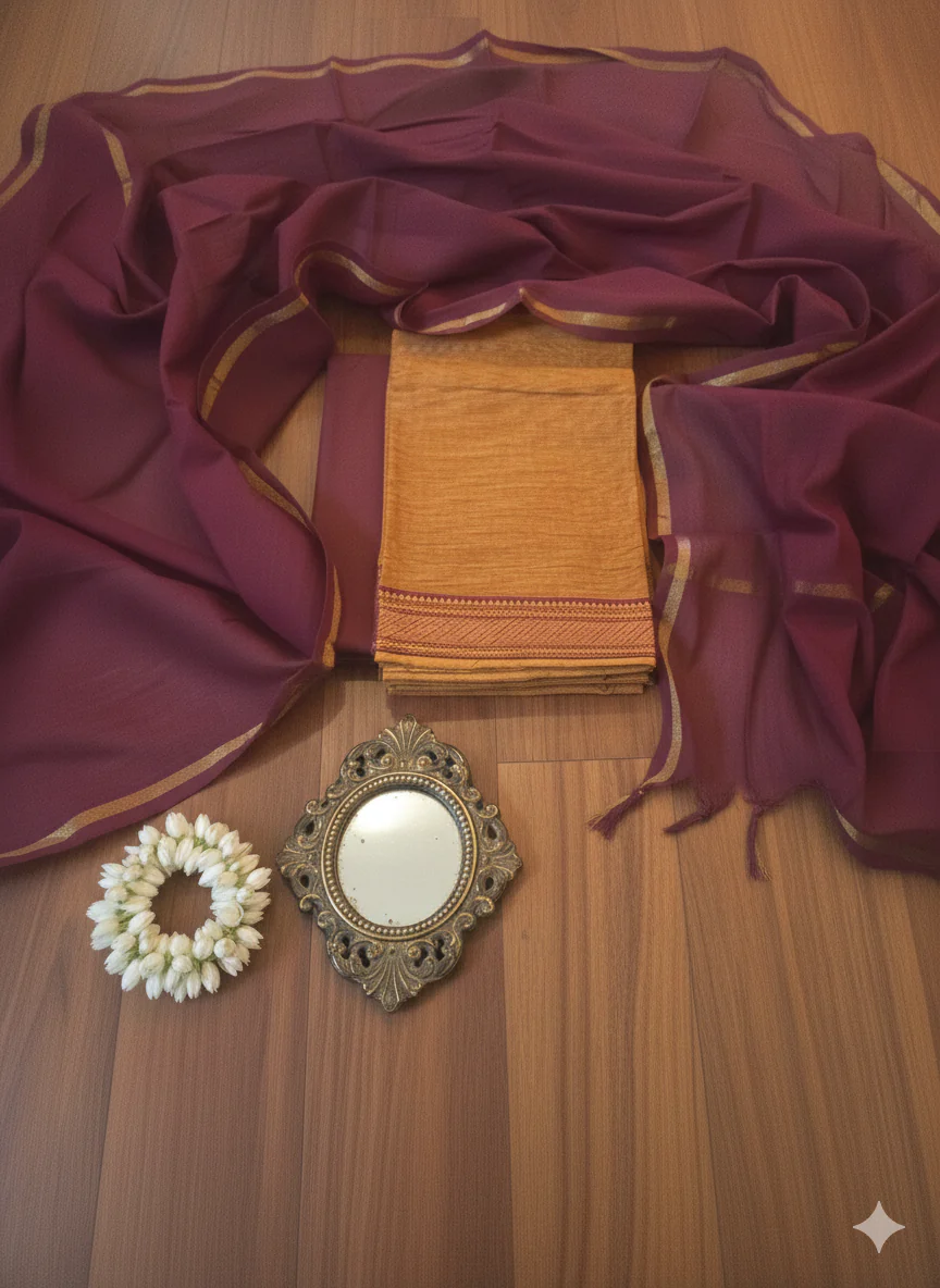 Ruhaniyat Mangalgiri Cotton Unstitched Suit Set - Image 3