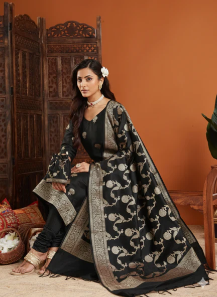Sravyaa Banarsi Silk Unstitched Suit - Image 4